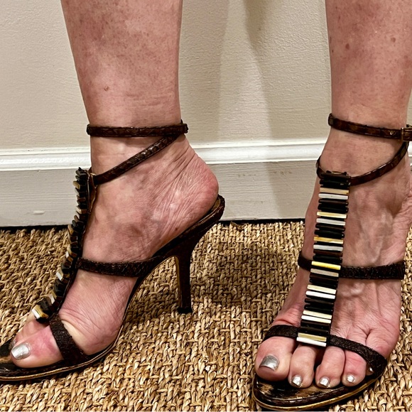 Roberto Cavalli Brown and Black Strappy Heels - Picture 3 of 5